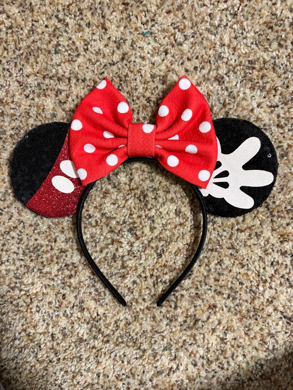 Red Polka Dot Bow Mickey-Style Ear Headband